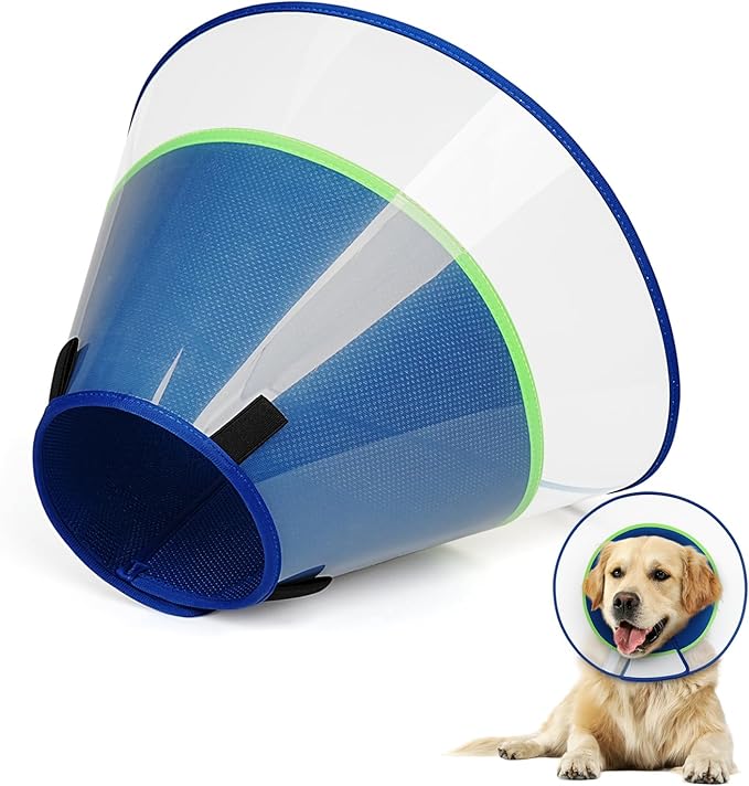 Dog Cone Collar with Soft Liner to Stop Licking, Elizabeth Recovery Collar After Surgery for Large Medium Dogs, Comfortable Pet Head Cone Alternative for Neutering Spay Injury (L)
