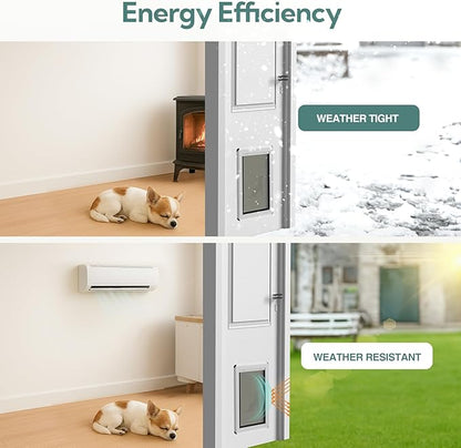 Large Dog Door for Exterior Doors, Aluminum Frame Doggy Door, Fully Magnetic Flaps Large Breed Dog Doors, Sliding Lock Panel, Rust Resistant and Energy Efficient, (Pet Up to100 Lb)