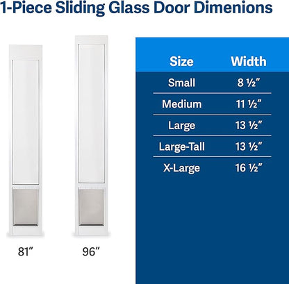 PetSafe Sliding Glass Pet Door - No-Cut DIY Install Doggy Door for Renters - Aluminum Frame - Adjustable Height 75 7/8" to 80 11/16" - Ideal for Large Dogs Up to 130 lb - Bronze