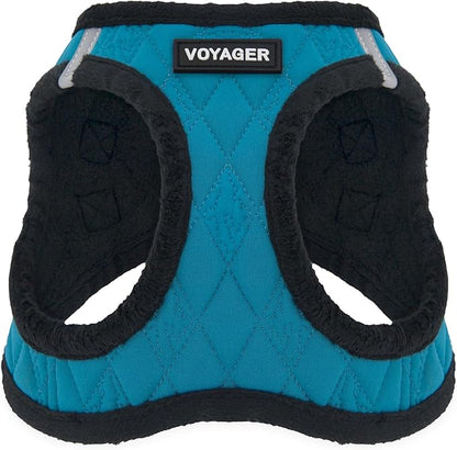 Best Pet Supplies - All Weather Plush, Reflective, No Pull Harness for Small, Medium Dogs, Cats - Secure with Hook & Loop Fastener, Buckle, Double D-Rings - Turquoise Plush, M