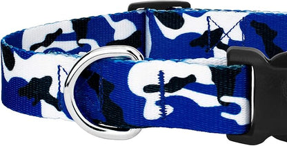 Country Brook Petz - Royal Blue and White Camo Everyday Dog Collar and Leash Limited Edition - Sports and Athletics Collection Featuring Spirited Designs (1 Inch, Extra Large)