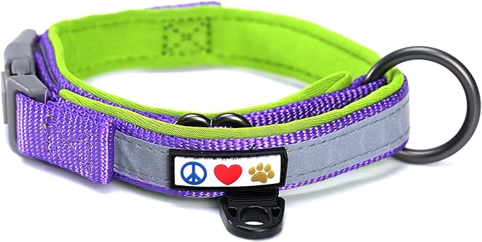 Pawtitas Lumberjack Padded Martingale Collar for Dogs | Soft Neoprene Dog Collar for Your pet's Comfort Made with Reflective Band for Maximum Visibility | Fits Small and Large Pets - Large Purple
