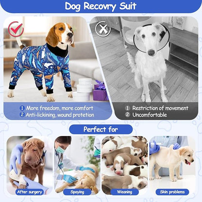 Etdane Dog Surgery Suit Recovery Suit for Dogs Female Spay, Male Neuter Dog Onesie After Surgery Surgical Bodysuits Anti Shedding Suit Sharks/S