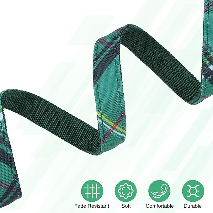 Dog Collar and Leash Set for Medium Dogs, Adjustable Soft Puppy Collar with Quick Release Buckle, 5FT Heavy Duty Nylon Matching Leash for Boy Girl Chihuahua, Yorki, Bulldog, Green M