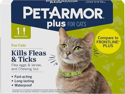 PetArmor Plus Flea and Tick Prevention for Cats over 1.5 lbs, Cat Flea and Tick Treatment, 1 Dose, Waterproof Topical, Fast Acting