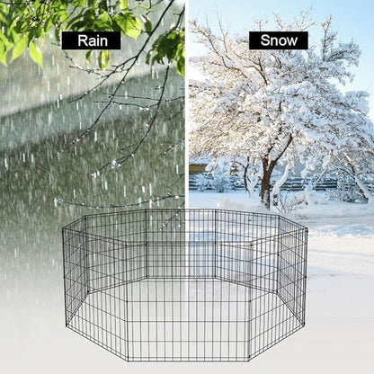 BestPet | Foldable Dog Playpen | 24 Inch, 8 Panels | Metal Pet Exercise Pen | Indoor Outdoor Portable Dog Fence with Door | Removable, Rust-Resistant Secure Pet Kennel | Easy to Assemble