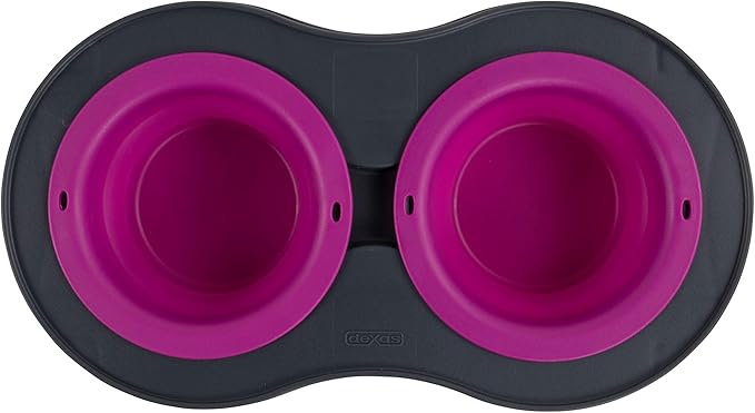 Dexas Pets Double Elevated Pet Feeder, Fuchsia, Small/1 Cup Capacity Bowls (PW1004322405)