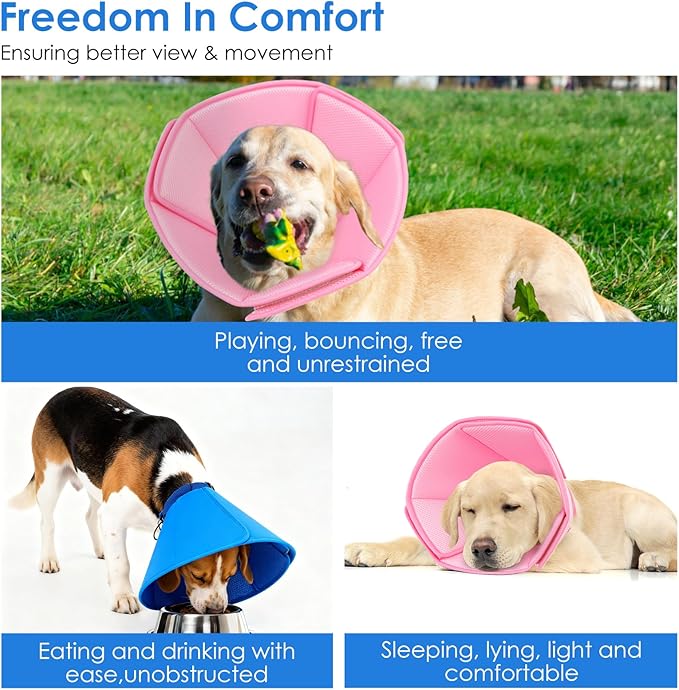 AOFITEE Dog Cone Collar, Adjustable Dog Cone for Dogs to Stop Licking, Breathable Elizabethan Collar for Small Medium Large Dogs Cats, Soft E-Collar Wound Healing After Surgery(Blue,Small)