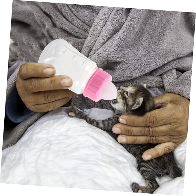 2PCS Kitten Milk Bottle Set Sturdy Cat Nursing Bottles Feeding Nipples for Kittens and Puppies for PET Feeding at Home