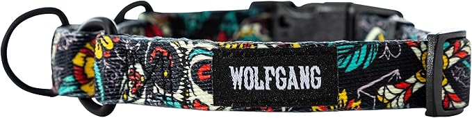 Wolfgang Heavy Duty Martingale Dog Collar with Quick Release Nylon Buckle for Walking & Training, LosMuertos Print, Large