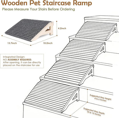 2 Pack Dog Ramp Stairs for Small Dogs – 2-in-1 Solid Wood Pet Ramp & Calf Stretcher, Supports 170lbs, Non-Slip Carpet, Gentle Slope for Senior/Injured/Aging Dogs, Indoor/Gym Use, No Assembly Required