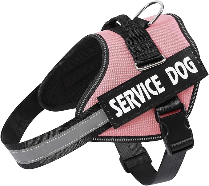 MUMUPET Service Dog Vest, No Pull Reflective Adjustable Harness with Handle, Soft Breathable Padding for Small Dogs, 2 Removable Velcro Patches (Pink, S)
