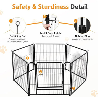 NEWBULIG Dog Playpen for Indoor 40 Inch 6 Panels - Portable Heavy Duty Metal Pet Exercise Pen with Door, Foldable Small Medium Large Dog Puppy Playpen Fence for Outdoor RV, Camping, Yard, Garden