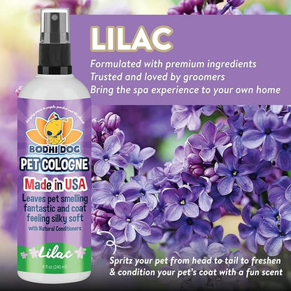 Bodhi Dog Premium Dog Cologne - Deodorizing Dog Perfume & Conditioner for Dogs & Cats - Natural Long Lasting Spray - Keeps Pets Fresh All Day - Gentle & Safe Formula, Made in USA (Lilac 8 Fl Oz)