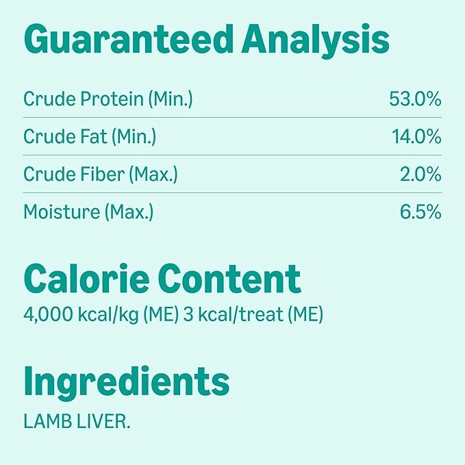 Amazon Basics Freeze-Dried Raw Single Ingredient Dog Treats, Lamb Liver, High Protein, Healthy Training Treats or Meal Topper for all Dogs, Grain-Free, 3.3oz (Previously Wag)
