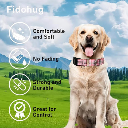 Martingale Collar with Quick Release Buckle Cute Girl Female Training Dog Collars (Pink Plaid, Small)