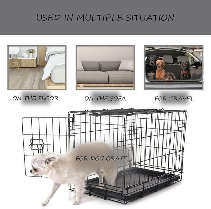 Washable Dog Bed Mat Pet Crate Pad Soft Fluffy Pet Kennel Beds Dog Sleeping Mattress for Large Jumbo Medium Small Dogs, 21 x 13 Inch, Gray