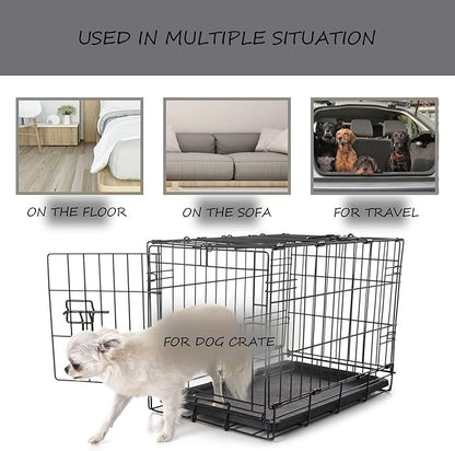 Washable Dog Bed Mat Dog Crate Pad Soft Fluffy Pet Kennel Beds Dog Sleeping Mattress for Large Jumbo Medium Small Dogs, 47 x 29 Inch, Grey