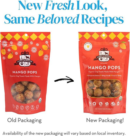 Lord Jameson: Mango Pops 6 oz - Dog Patisserie Treats, Organic Soft & Chewy No-Bake Bites, Fiber-Packed, Plant Based, Gluten & Preservative Free