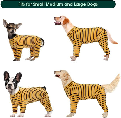 Kuoser Recovery Suit for Large Dogs After Surgery, Long Sleeve Dog Surgery Recovery Suit, Dog Onesie for Abdominal Wounds Skin Disease, Yellow XXL
