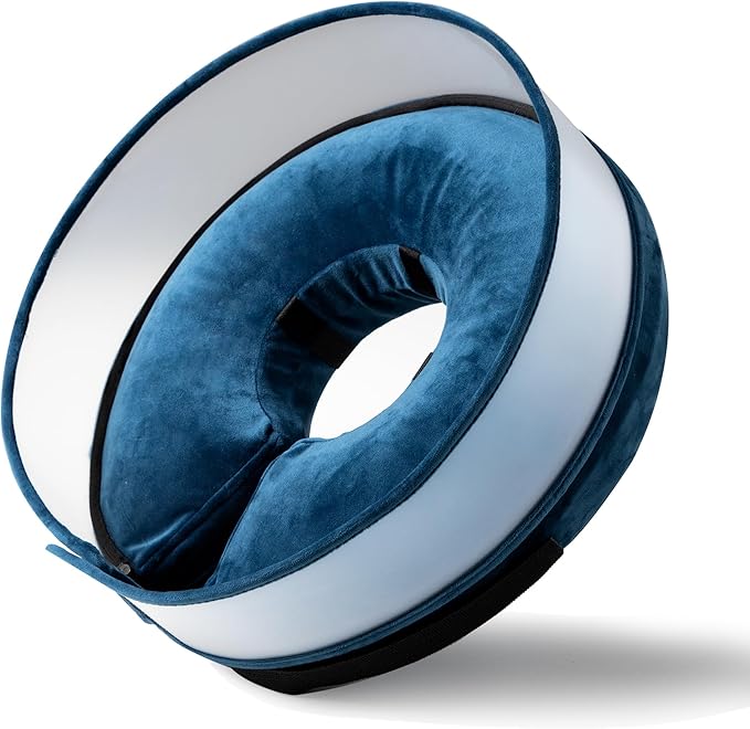 Inflatable Dog Cone, Soft Dog Cone Collar After Surgery for Alternative with Enhanced Anti-Licking Guard Shield Adjustable Detachable Cone Collar, Elizabethan Collar (M, Blue)