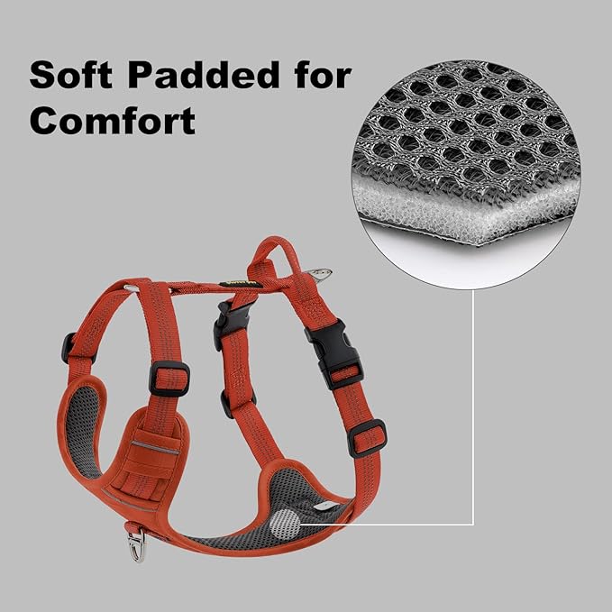 Plutus Pet No Pull Dog Harness, Reflective Adjustable Dog Vest Harness with Handle, Escape Proof, Soft Padded for Small Medium Large Dogs (Orange, XS)