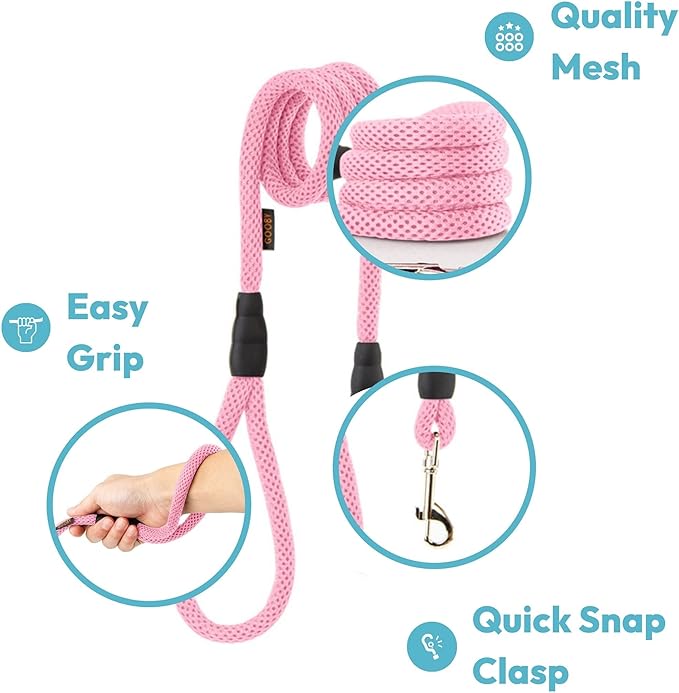 Gooby Mesh Leash - Blue, 4 FT - Breathable Mesh 4 Foot Leash for Small Dogs with Bolt Snap Clasp - On The Go Dog Leashes for Small, Medium, and Large Dogs