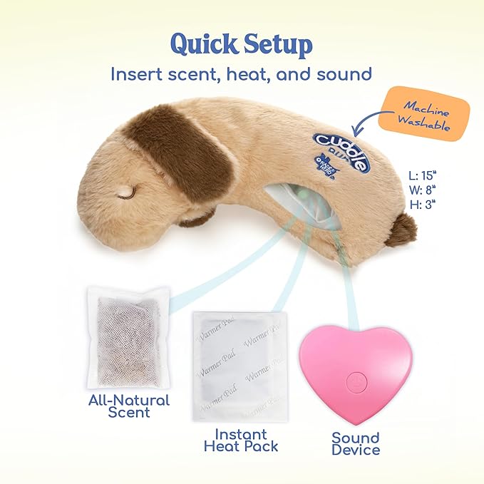 Race&Herd CuddleBun Heartbeat Puppy Toy Sleep Aid - Heartbeat Dog Toy, Dog Heartbeat Toy for Puppy Must Haves for Separation Pet Anxiety Relief Puppy Calming Aid, Dog Toys Behavioral Training (Beige)