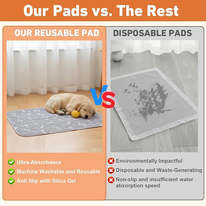 Puppy Pads with Pheromones,Forever Pad,Washable Pee Pads for Dogs,Reusable Pee Pads for Dogs,Waterproof and Leak-Proof,Non-Slip Base Training Pads Suitable for Home and Dog Crates(Gray+Brown,L)