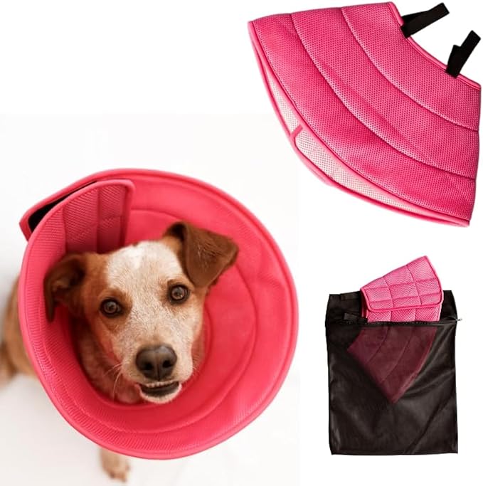 DMW Products Extra Soft Dog Cone for Dogs After Surgery, Adjustable Dog Cones for Large Dogs, Medium and Small. Lightweight Dog Cone Alternative After Surgery. Comfy Recovery Dog E Collar.