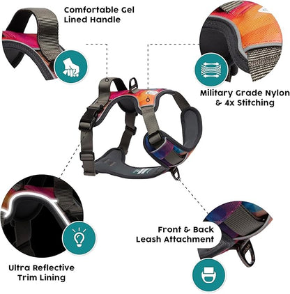 Embark Adventure Dog Harness for Large Dogs – No Pull, Reflective Trim, Military Grade Nylon, Front Clip, Gel-Lined Handle, Soft Padded
