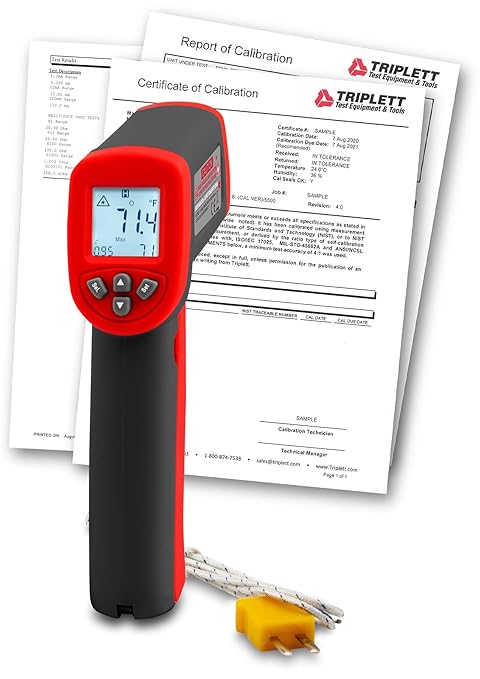 Triplett IRT227 12:1 Single Input Type K/J Thermometer with Certificate of Calibration to NIST, -58 to 1112°F (-50 to 600°C)