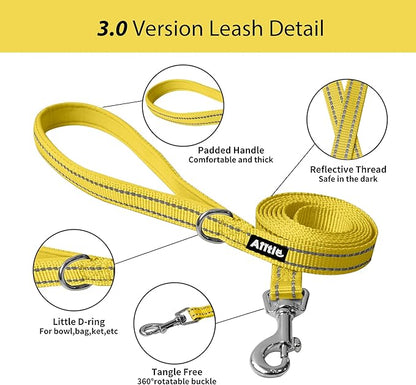 AIITLE No Pull Dog Harness and Leash Set, Step in Adjustable Dog Harness with Padded Vest for All Weather, Dog Leash with Soft Padded Handle, Easy to Put on Small and Medium Dogs Yellow S