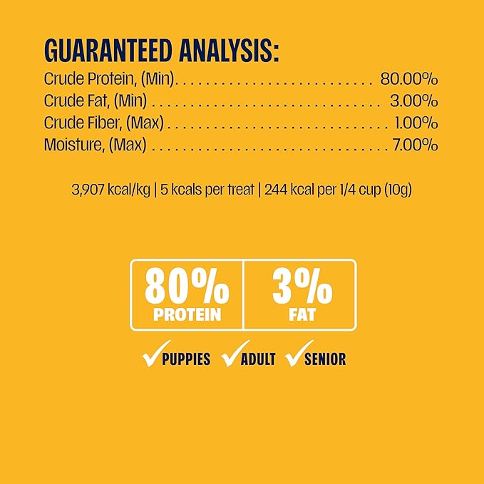 Muenster New Freeze Dried 100% Chicken Bites - Only One Ingredient Raw Chicken Freeze Dried for a Healthy and Delicous Treat. 3 Ounce (Pack of 1)