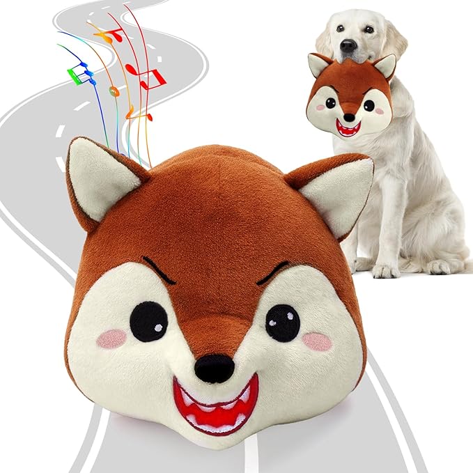 BABORUI Interactive Dog Toys Fox, Jumping Squeaky Dog Toys with Recording and Music Modes, Rechargeable Moving Dog Chew Toys for Small/Medium/Large Dogs to Keep Them Busy(Fox)