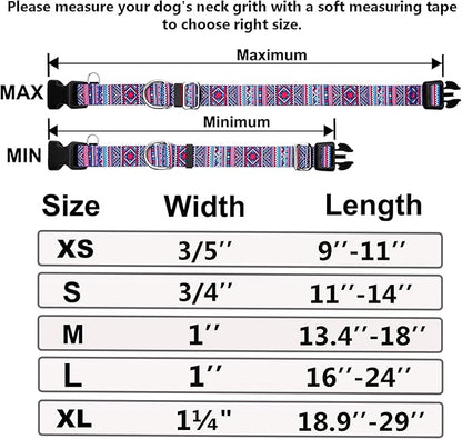 Martingale Collar for Dogs with Buckle No Pull Adjustable Nylon Limited Slip Training Dog Collars (Purple Tribal, Large)