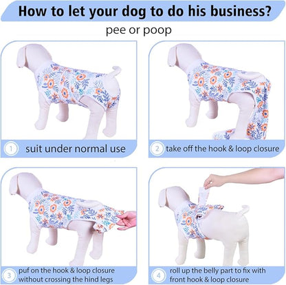 PetWarm Dog Surgery Recovery Suit Male Neuter, Onesies for Dogs, Surgery Suit for Dogs Professional Dog Abdominal Wounds Bandages Female Male, Flower Pattern, Orange, XL