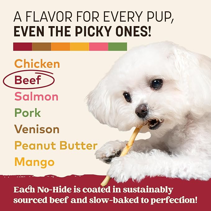 Earth Animal No Hide Stix - Long Lasting Rawhide Free Small Dog Chews Sticks, Beef - 80 Count Extra Value Pack
