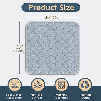 FunFurry Washable Pee Pads for Dogs - 2 Pack Reusable Pee Pads with Dog Paw Shape Non-Slip Backing (Light Grey, 36" X 36")