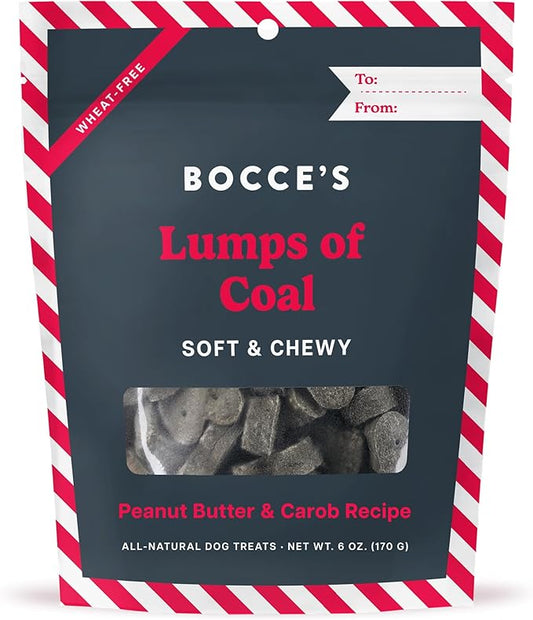 Bocce's Bakery Lumps of Coal Soft & Chewy Dog Treats, Natural Wheat-Free Christmas Dog Treats, 6 oz