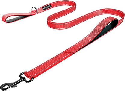 Dog Leash 4ft Long, Double Handle Dog Leash for Safety Control Training, Heavy Duty Dog Leads with Traffic Padded Handles, Reflective Leashes for Small Medium Large Dogs(4ft, Red)