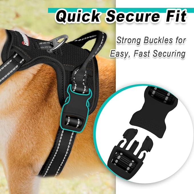 BARKBAY Dog Harness No Pull Mesh for Large Dogs - Adjustable, Reflective, Comfortable, No Choke, Heavy-Duty - Perfect for Outdoor Training, Walking, and Hiking - Strong & Durablee - XL & Black Mesh