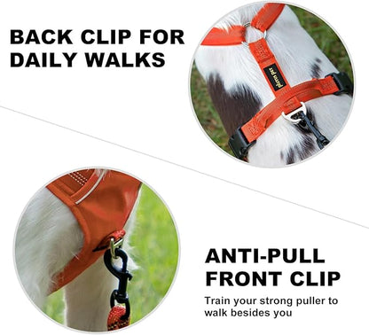 Plutus Pet No Pull Dog Harness, Reflective Adjustable Dog Vest Harness with Handle, Escape Proof, Soft Padded for Small Medium Large Dogs (Orange, L)