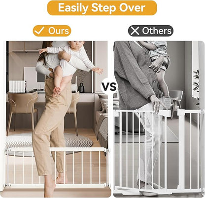 Fldofaves Dog Gate Indoor,18"-45" Extra Wide Metal Short Dog Gate to Step Over, 14" Tall Small Pet Gate with 3 Extension Kits, Pressure Mounted for Doorways & Stairs