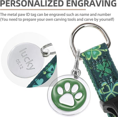 PUPTECK No Pull St. Patrick Dog Harness Soft Adjustable Basic Nylon Step in Puppy Vest Outdoor Walking with ID Tag, Deep Green S