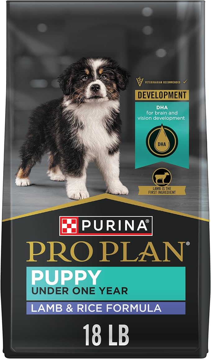 Purina Pro Plan Lamb and Rice Formula Dry Puppy Food, High Protein Healthy Dog Food, 18 lb. Bag