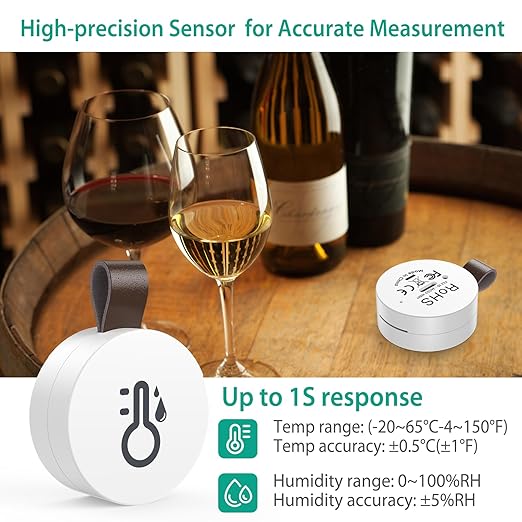 ORIA Wireless Thermometer Hygrometer, Mini Wireless Humidity Temperature Sensor with Data Export and Alert, Temp Humidity Monitor for House, 2 Pack