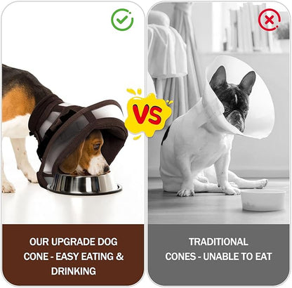 Dora Bridal Dog Cone Collar for Large Dogs After Surgery, Soft Comfy Recovery Pet Cone Alternative, Adjustable Elizabethan Collar for Dogs to Stop Licking, Brown, L