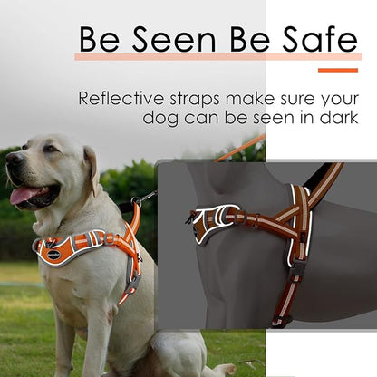 ADVENTUREMORE Small Dog Harness (Orange), No Pull Reflective Breathable Vest with Easy Control Handle, Escape Proof for Training Walking
