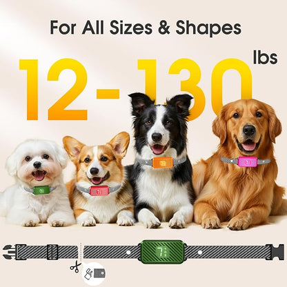 Dog Bark Collar for Large Medium Small Dogs, Effective No-Bark Collar, Smart Barking Collar, Rechargeable Bark Collar with 7 Sensitivity, 3 Modes, Waterproof, Green